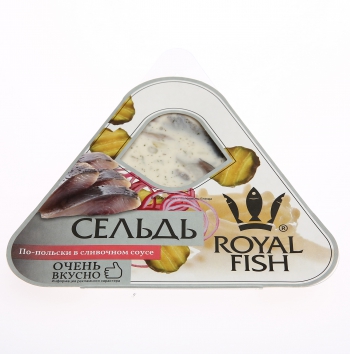 

Сельдь Royal Fish по-польски в сливочном соусе лук-яблоко-огурец филе-кусочки 120 г