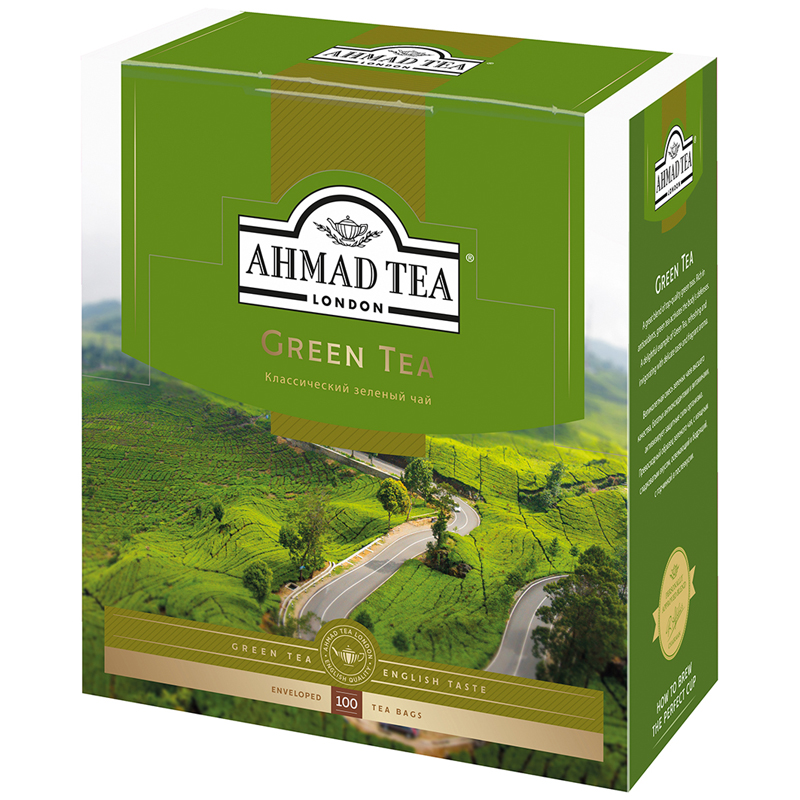 

Чай Ahmad Tea "Green Tea", зеленый, 100 фольг. пакетиков по 2г
