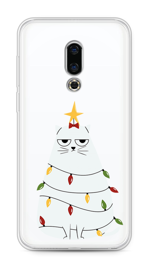 

Чехол на Meizu 16th "Котик в гирлянде", Белый;красный;желтый, 72750-1