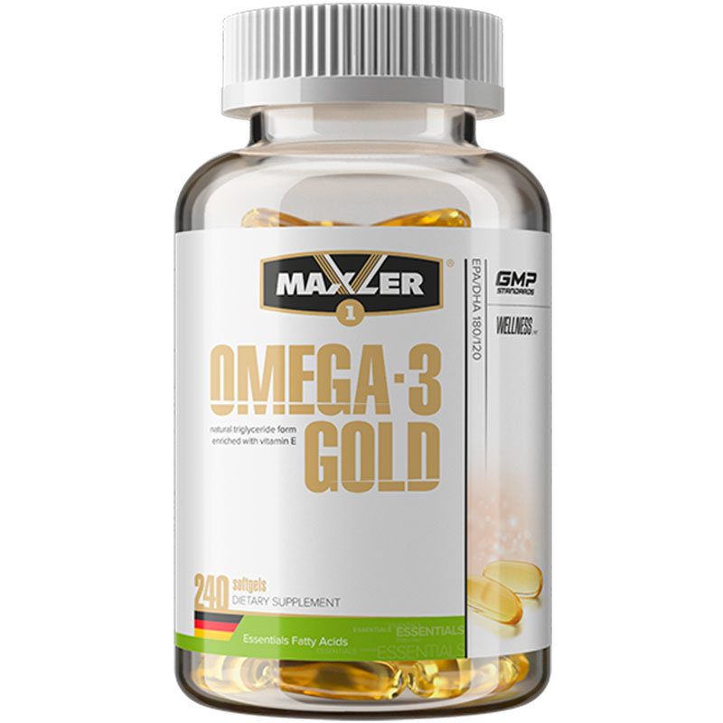 фото Рыбий жир омега-3 maxler omega-3 gold капсулы epa/dha 300 мг 240 шт.