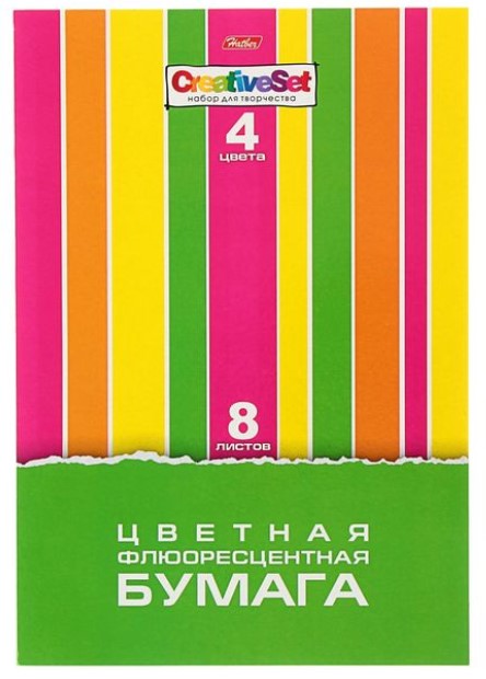 

Цветная флюоресцентная бумага "Creative Set", А4, 8 листов, 4 цвета