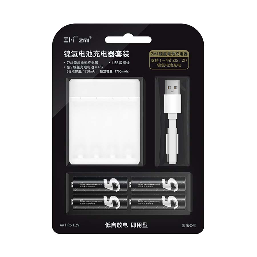 Зарядное устройство Xiaomi ZMI PB401 + аккумуляторы AA 1750мАч, 4 шт