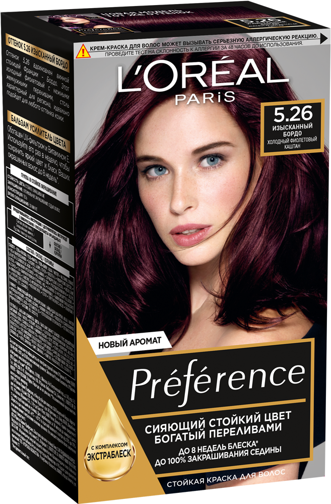 фото Краска для волос l'oreal paris preference 5.26 изысканный бордо