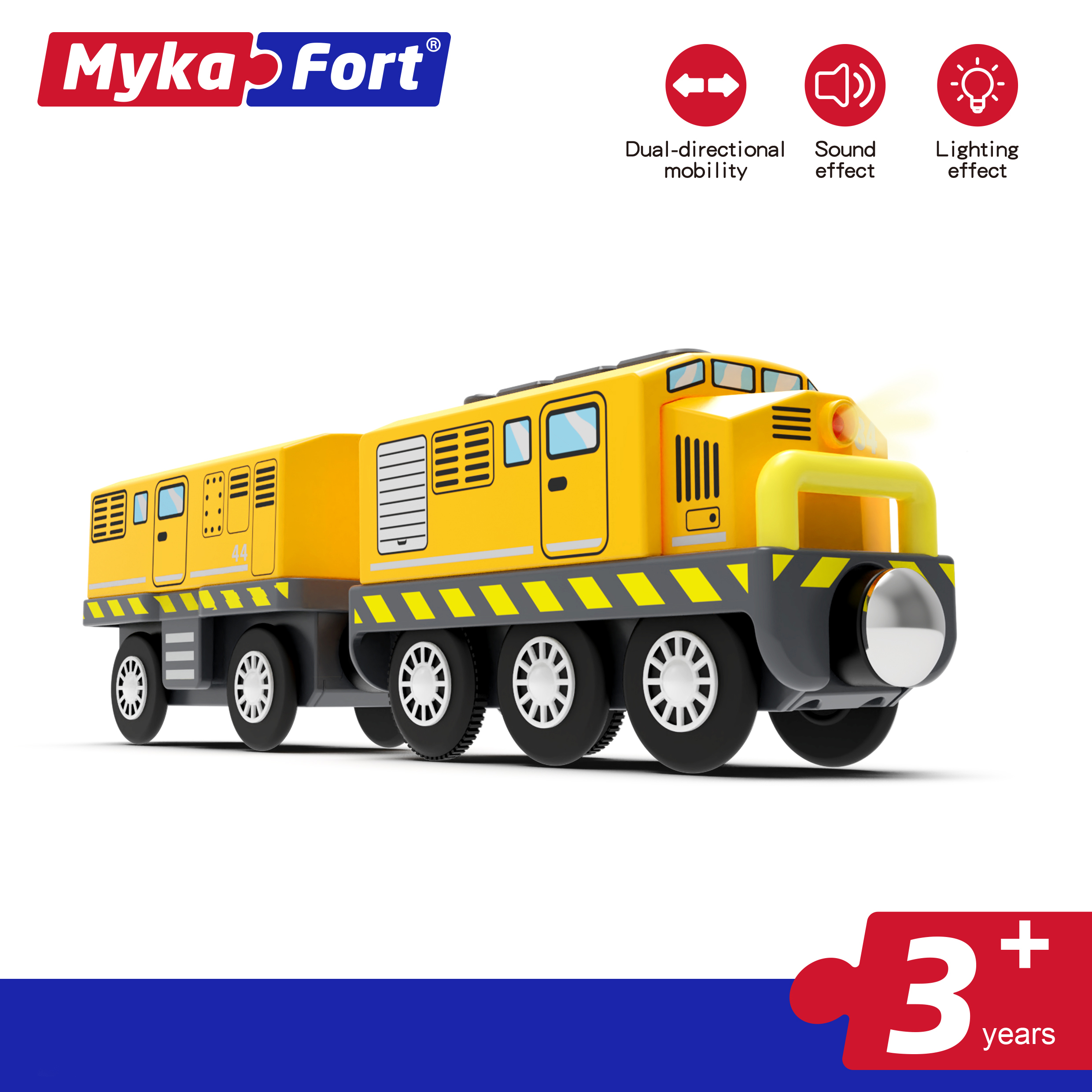 Грузовой желтый локомотив MykaFort + самоходный
