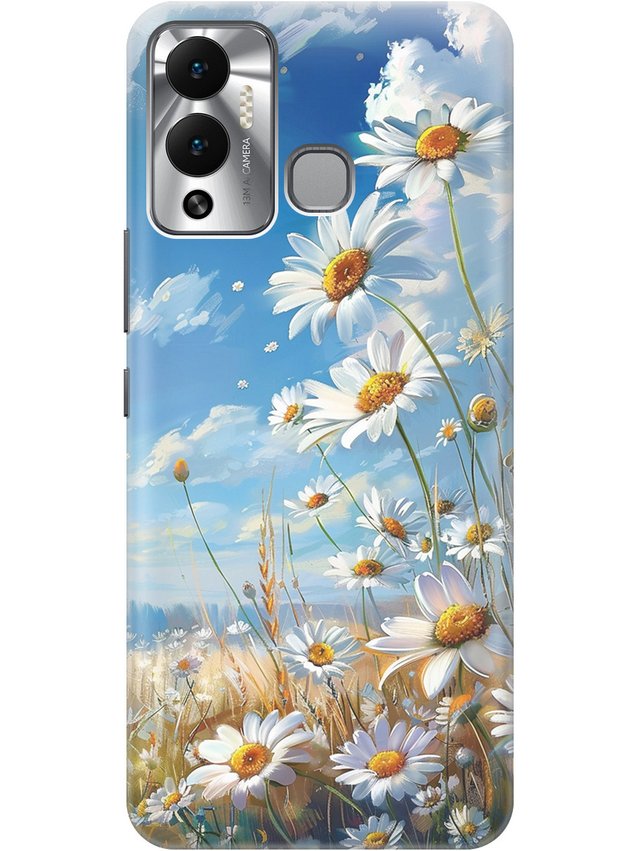 

Силиконовый чехол на Infinix Hot 12 Play NFC с рисунком "Ромашки на поле", Белый;синий, 20001071