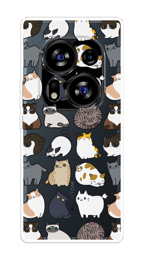 

Чехол на Tecno Phantom X2/X2 Pro "Милые котики", Прозрачный;белый;серый, 303250-1