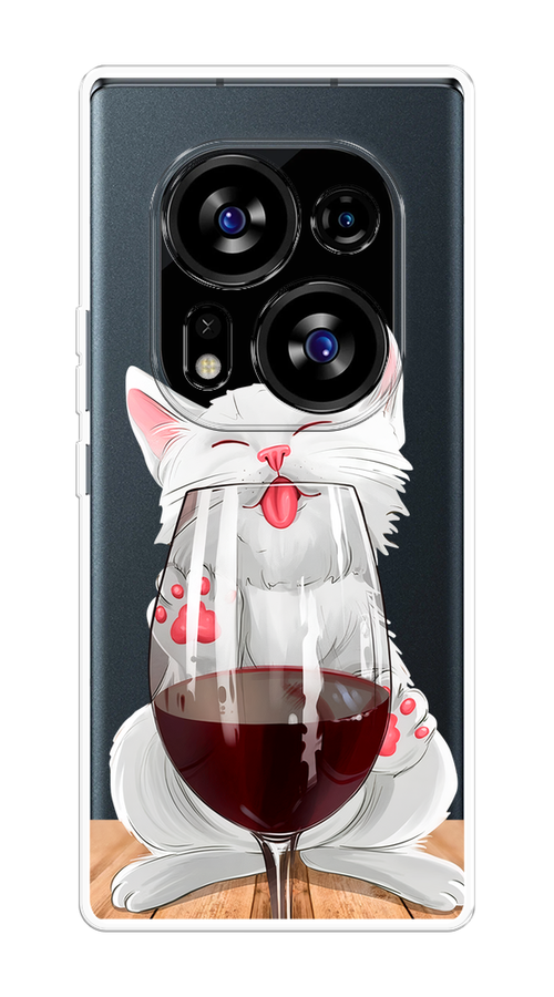

Чехол на Tecno Phantom X2/X2 Pro "Кот с бокалом", Прозрачный;белый;красный, 303250-1