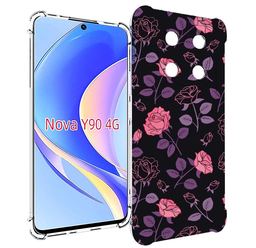 

Чехол MyPads маленькие розочки на черном фоне женский для Huawei Nova Y90 (CTR-LX1), Tocco