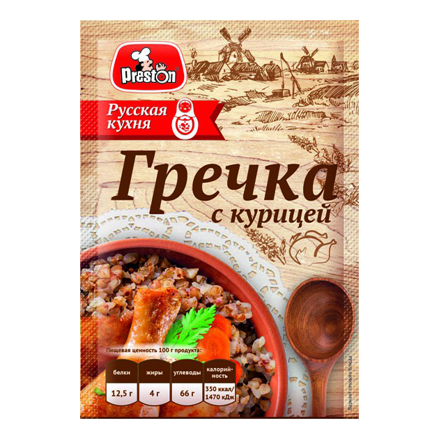 фото Каша preston гречка с курицей 40 г