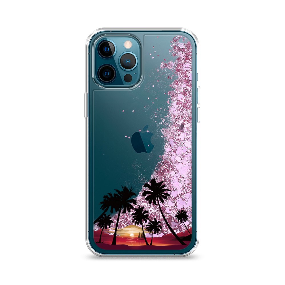 

Жидкий чехол с блестками "Закат и пальмы" на Apple iPhone 12 Pro, 12894-1