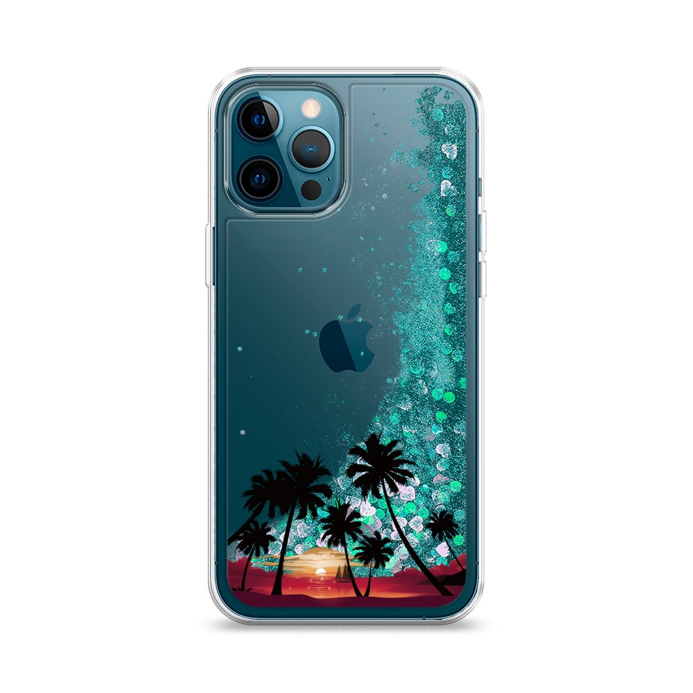

Жидкий чехол с блестками "Закат и пальмы" на Apple iPhone 12 Pro, 12895-1