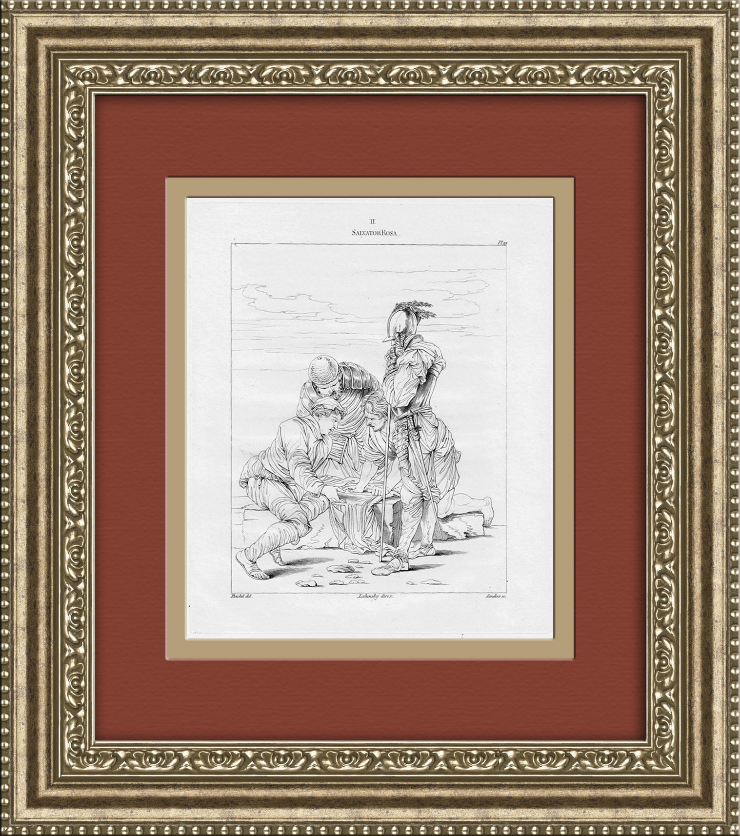 

Картина Воины, играющие в кости. Гравюра на стали, с картины Сальватора Розы