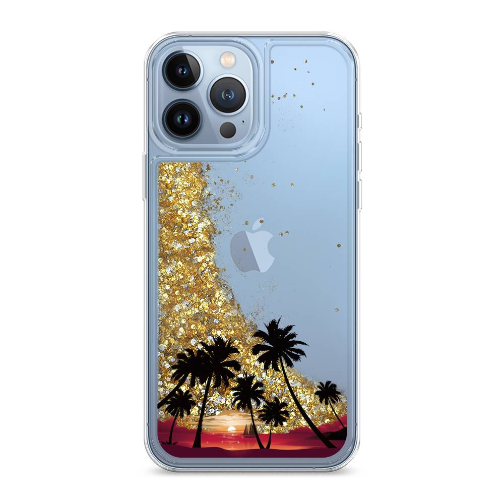 

Жидкий чехол с блестками "Закат и пальмы" на Apple iPhone 13 Pro Max, 14490-1