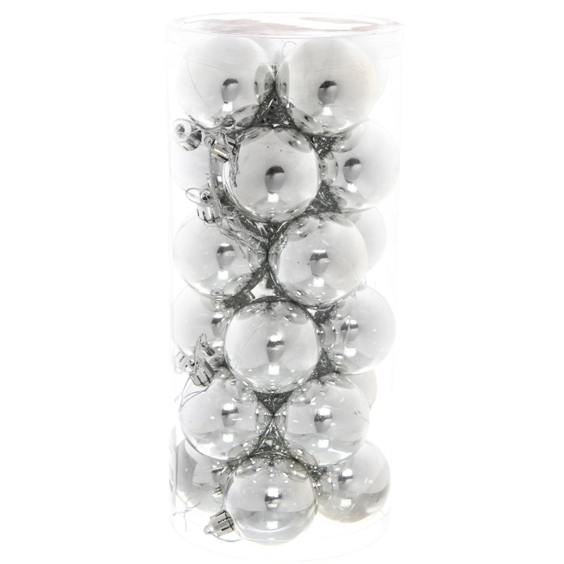 Новогодние шары Серпантин Глянец 201-0633 5 см серебро 24 шт