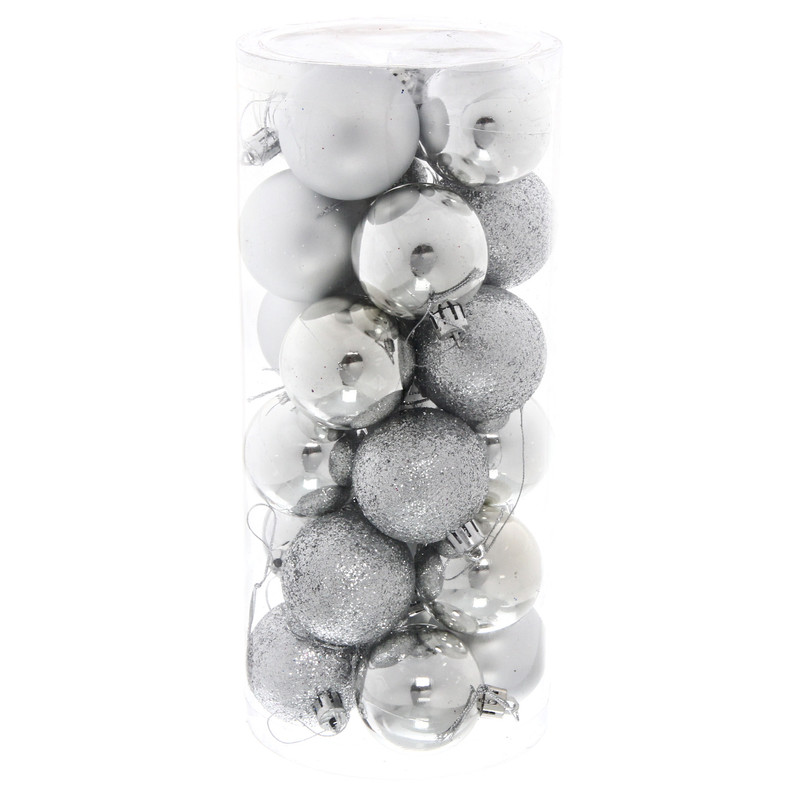 Набор шаров Серпантин 5 см набор 24 шт Микс фактур 201-0637 серебро