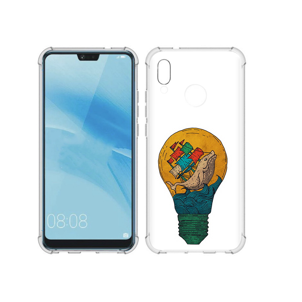 

Чехол MyPads Tocco для Huawei P20 Lite кит в лампочке с парусами (PT130405.51.387), Прозрачный, Tocco