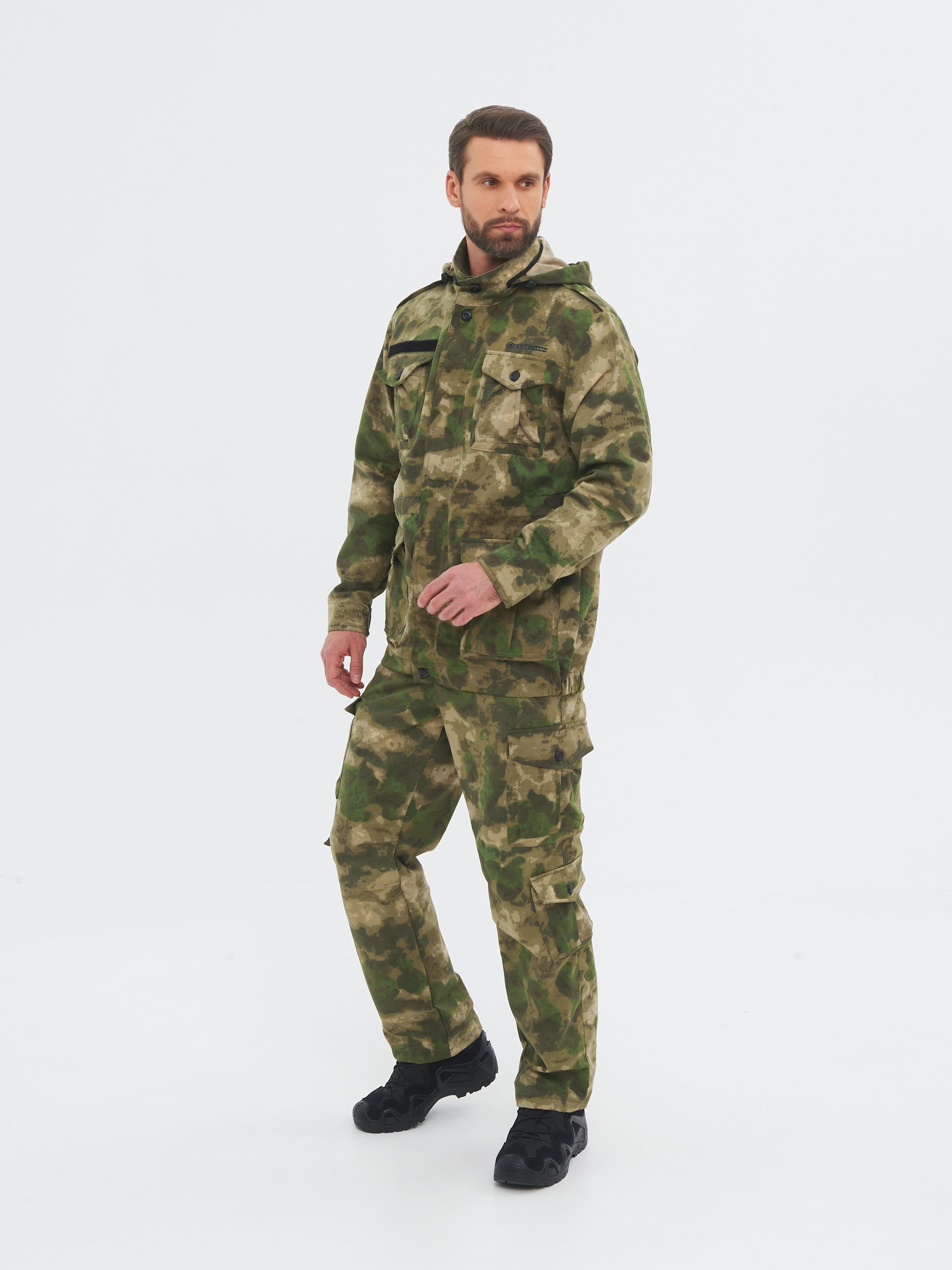 

Костюм летний Huntsman Крафт ткань Смесовая цвет Малахит 60-62/188, Зеленый;коричневый, Крафт