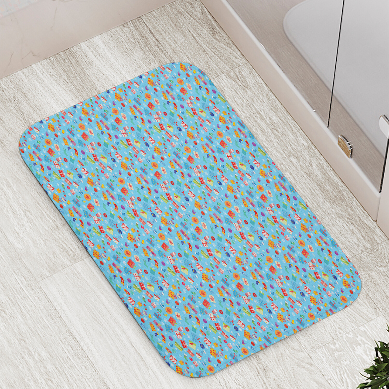 

Коврик JoyArty "Подарки на День Рождения" для ванной сауны бассейна 77х52 см, Подарки на День Рождения