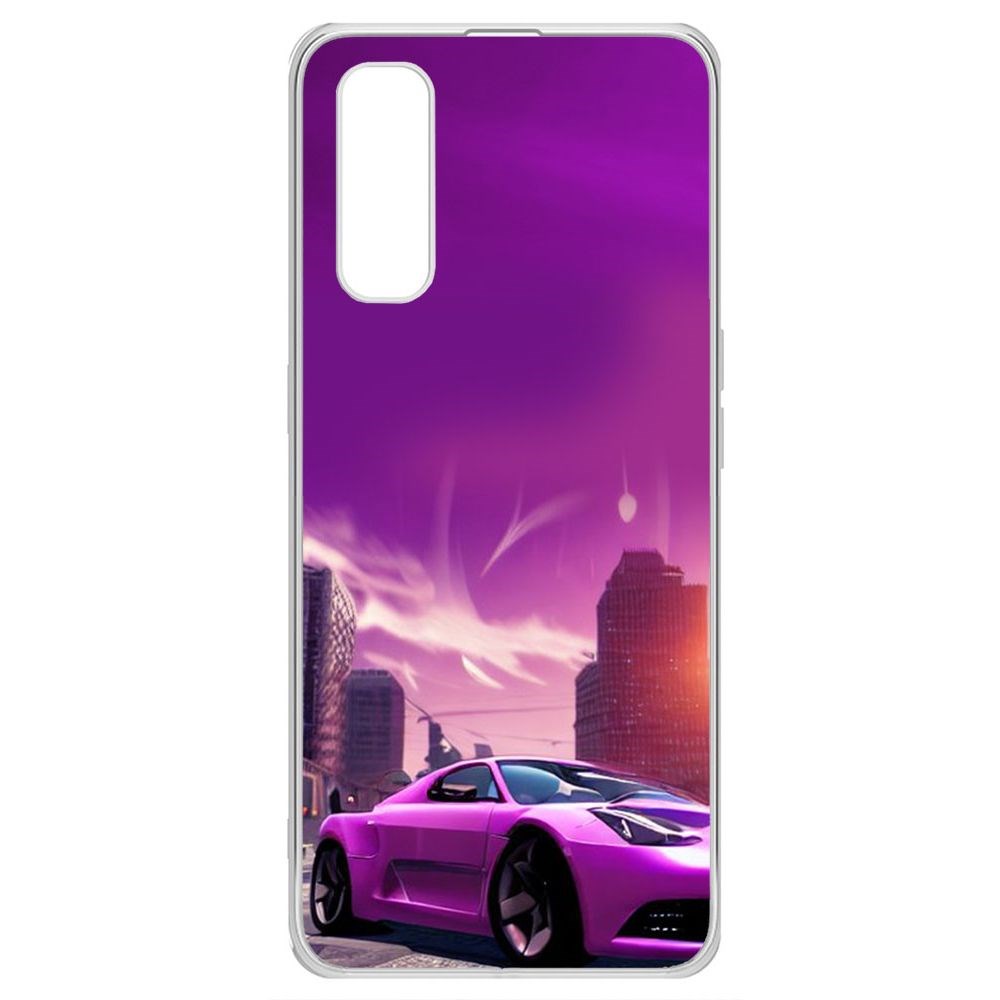 Чехол-накладка Krutoff Clear Case Розовое авто для Oppo Find X2