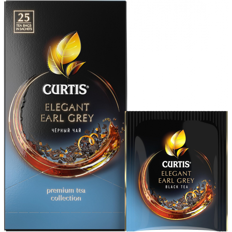 Чай Curtis черный Elegant Earl Grey,ароматизированный,мелкий лист, 25шт/уп, (2шт.)