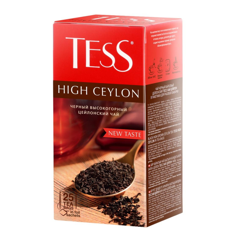 Чай черный пакетированный Tess High Ceylon, 2,25гх25пак, (2шт.)