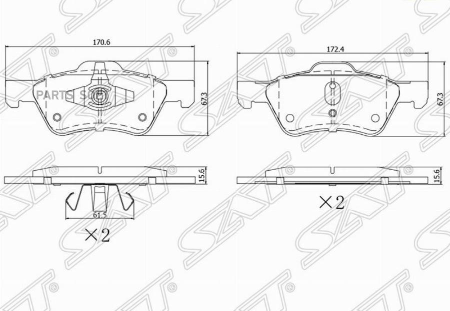 

Колодки тормозные перед FORD MAVERICK 01-08/MAZDA TRIBUTE 04-08 1шт SAT ST-EFY6-33-23Z