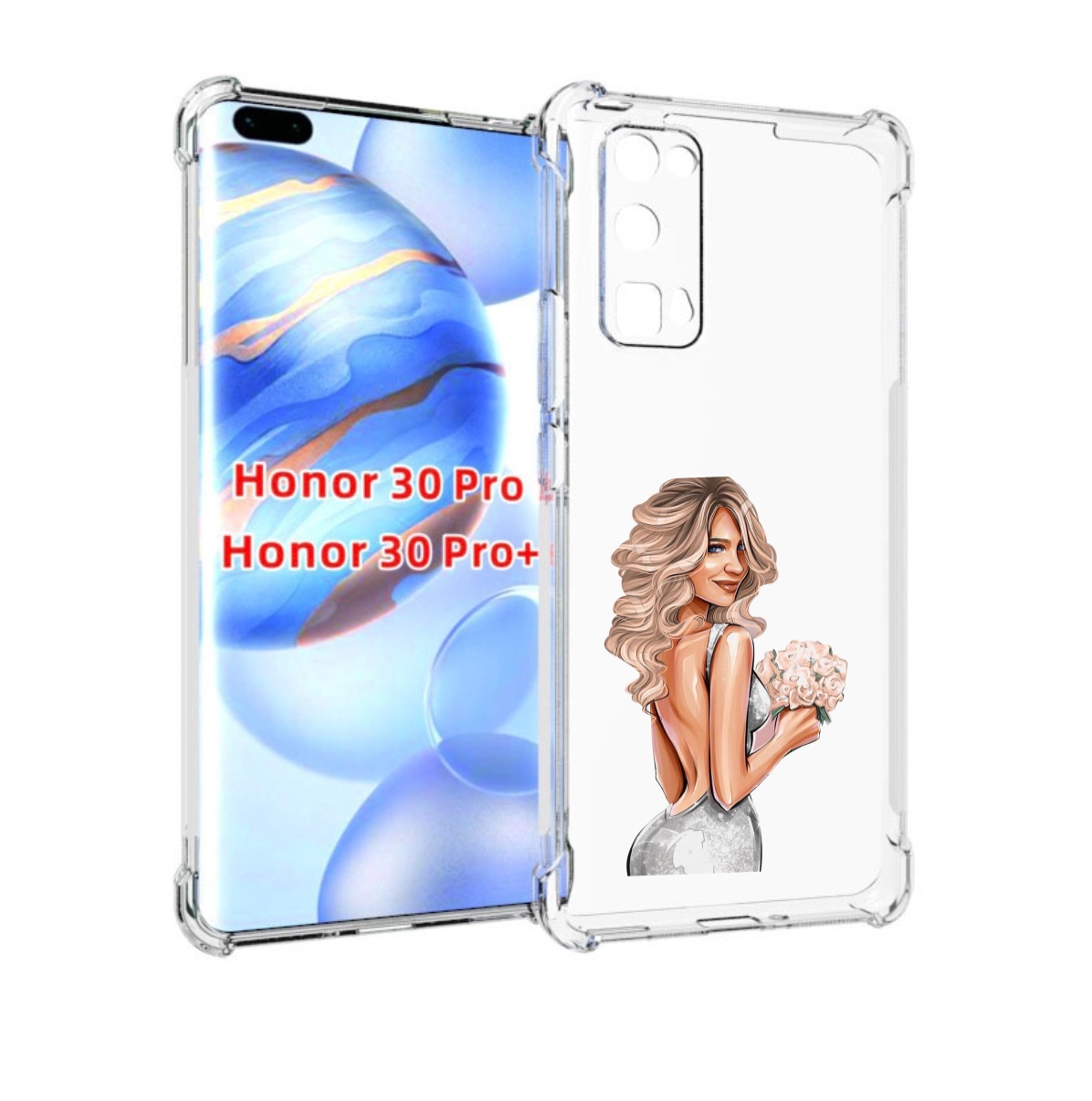 

Чехол бампер MyPads Роскошное-платье женский для Honor 30, Прозрачный, Tocco