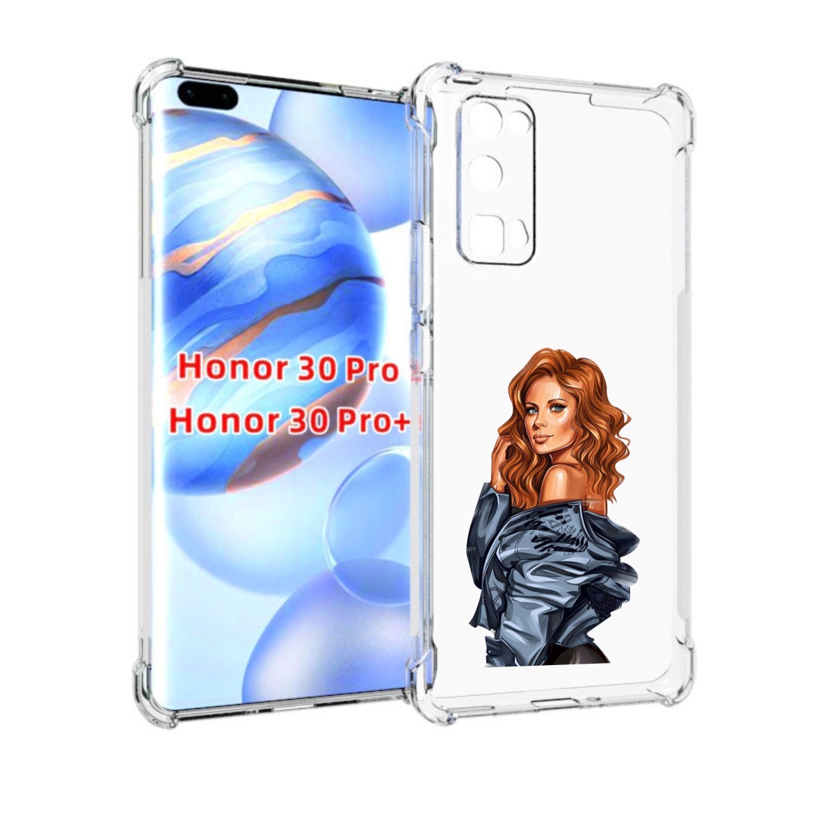 

Чехол бампер MyPads Рыжая-девушка женский для Honor 30 Pr, Прозрачный, Tocco