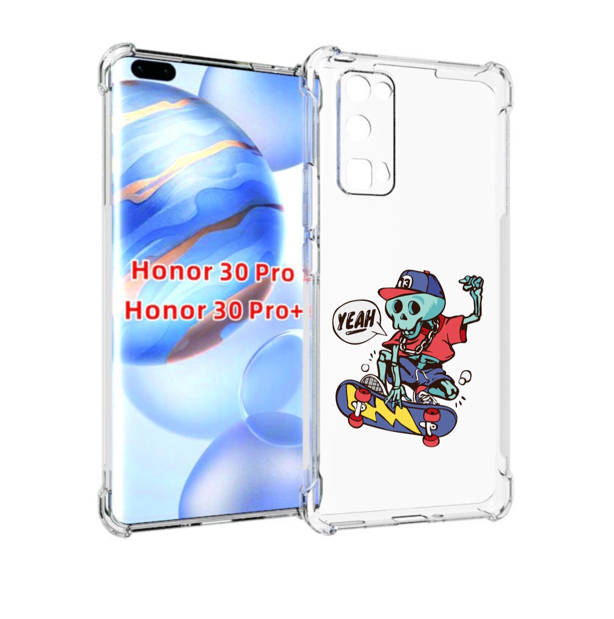 

Чехол бампер MyPads Скелет-на-скейте для Honor 30 Pro Honor, Прозрачный, Tocco