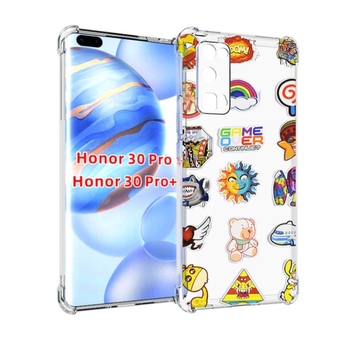 

Чехол бампер MyPads Стикеры для Honor 30 Pro, Прозрачный, Tocco