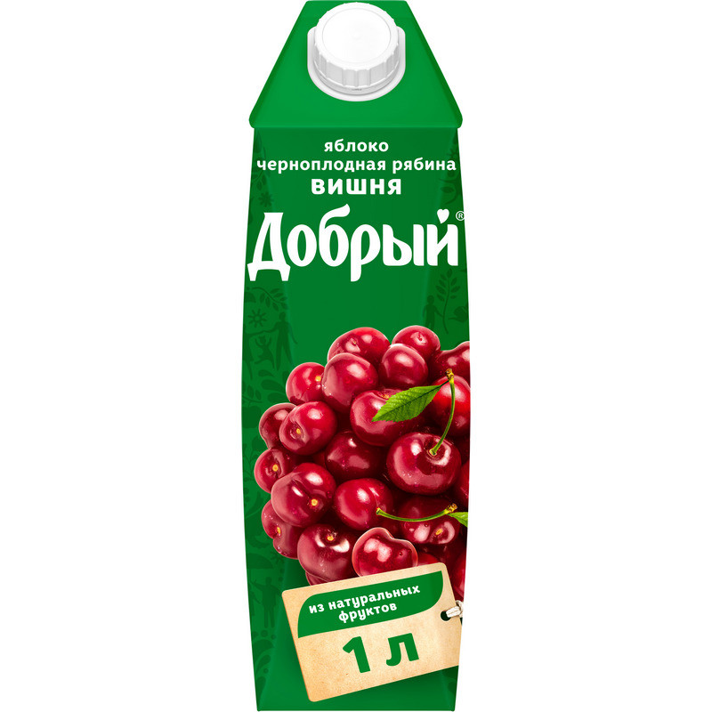 Сок Добрый яблоко-вишня-черноплодная рябина 1л. т\пак, (2шт.)