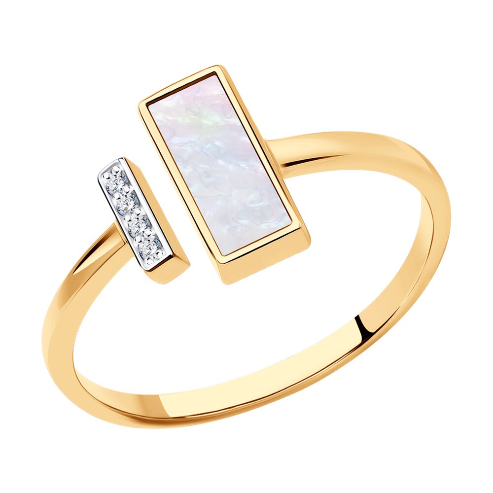 

Кольцо из красного золота с бриллиантом/перламутром р. 18,5 SOKOLOV Diamonds 1012232, 1012232