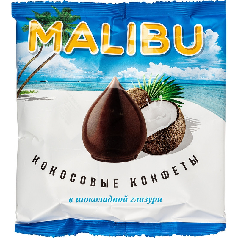 Конфеты Malibu кокосовые в шоколадной глазури, 140г, (2шт.)