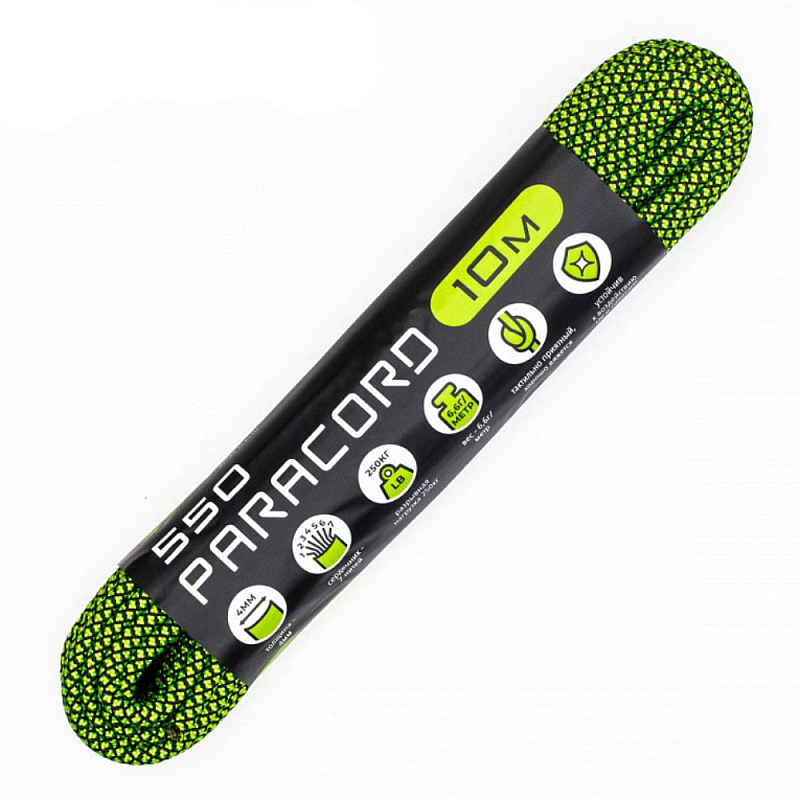 

Паракорд 550 Cord 10м (neon green snake), Зеленый, Паракорд 550 Cord 10м (neon green snake)