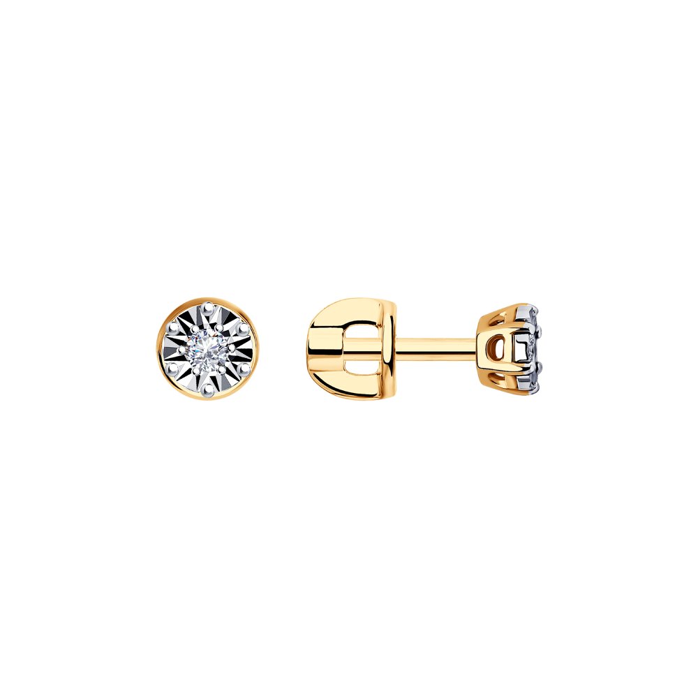 

Серьги пусеты из комбинированного золоа SOKOLOV Diamonds 1021098, бриллиант, 1021098