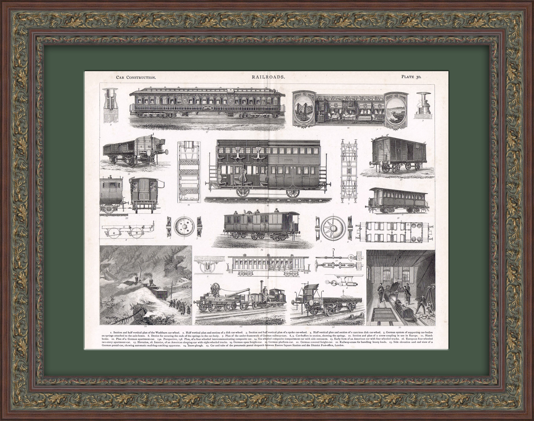 фото Картина вагоны железных дорог конца 19 века. старинная литография rarita