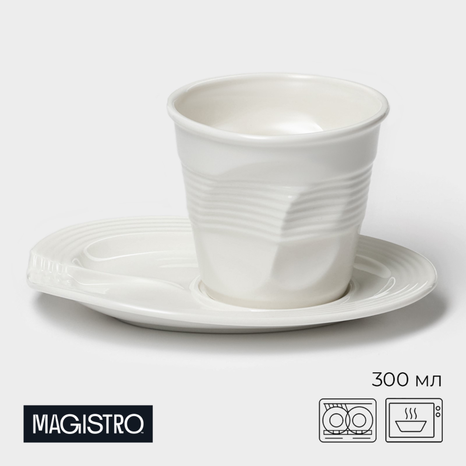 

Чайная пара Magistro Бланш, кружка 300 мл, цвет белый, "Чайные пары SL"