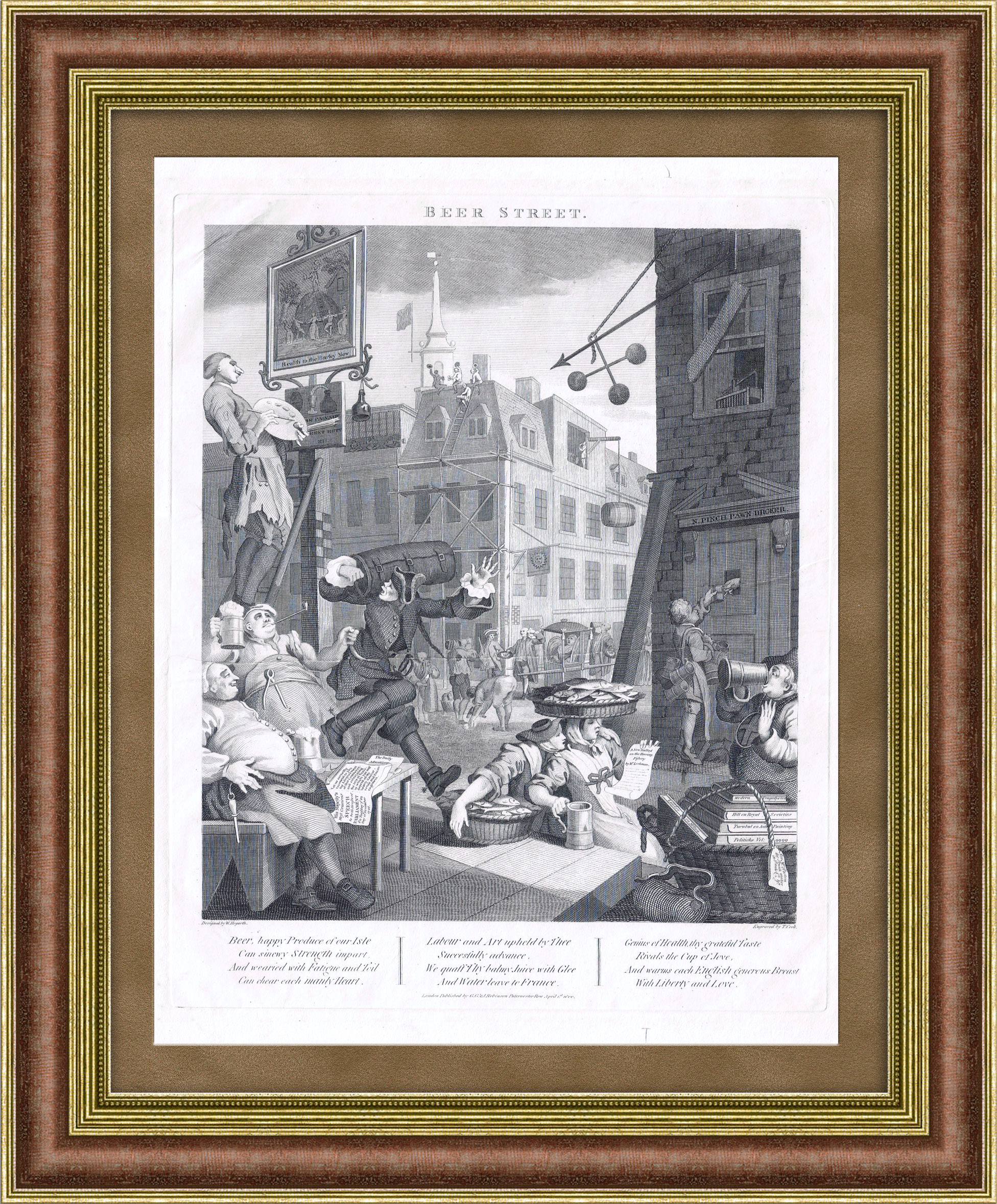 

Пивная улица. Редчайшая гравюра Уильма Хогарта 1800 год