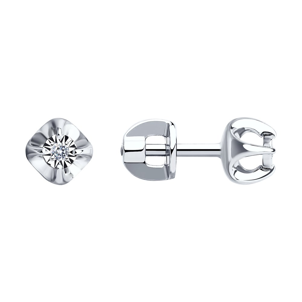 

Серьги пусеты из белого золота SOKOLOV Diamonds 1021728, бриллиант, 1021728