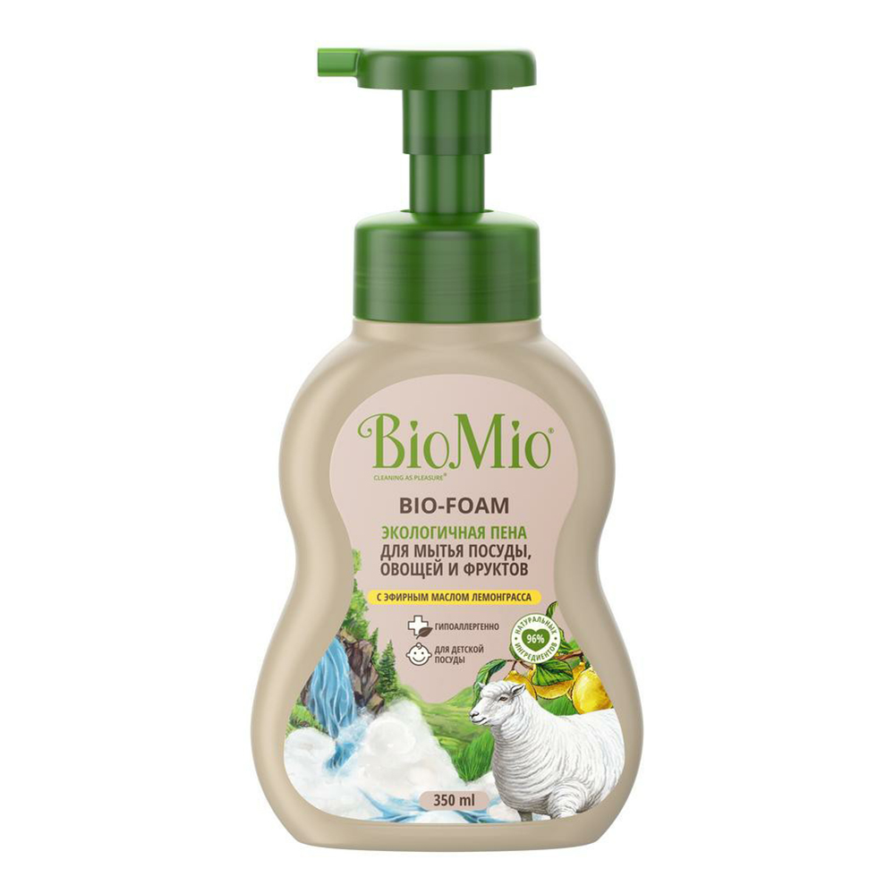 

Пена BioMio Bio-Foam Экологичная с эфирным маслом лемонграсса для мытья посуды 350 мл
