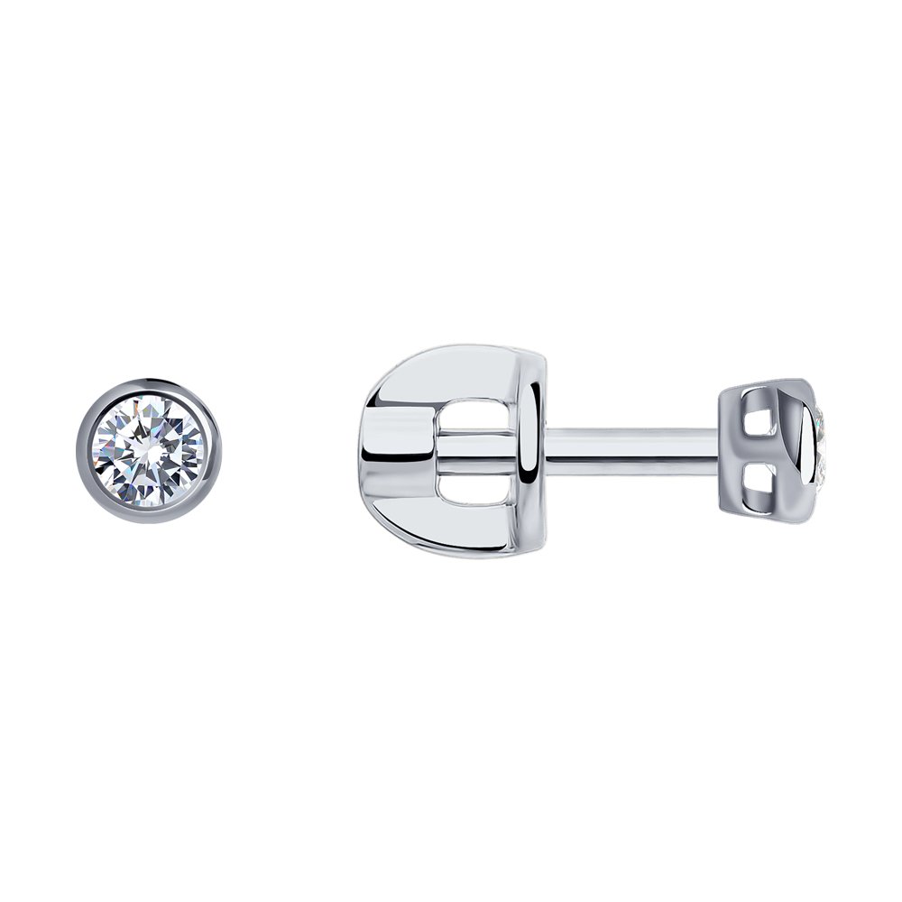 

Серьги пусеты из белого золота SOKOLOV Diamonds 1021801-3, бриллиант, 1021801-3