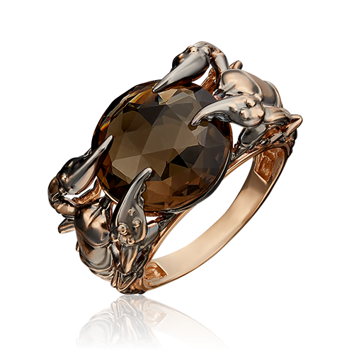 Кольцо из красного золота с раухтопазом р.17.5 PLATINA jewelry 01-5406-00-202-1110-46