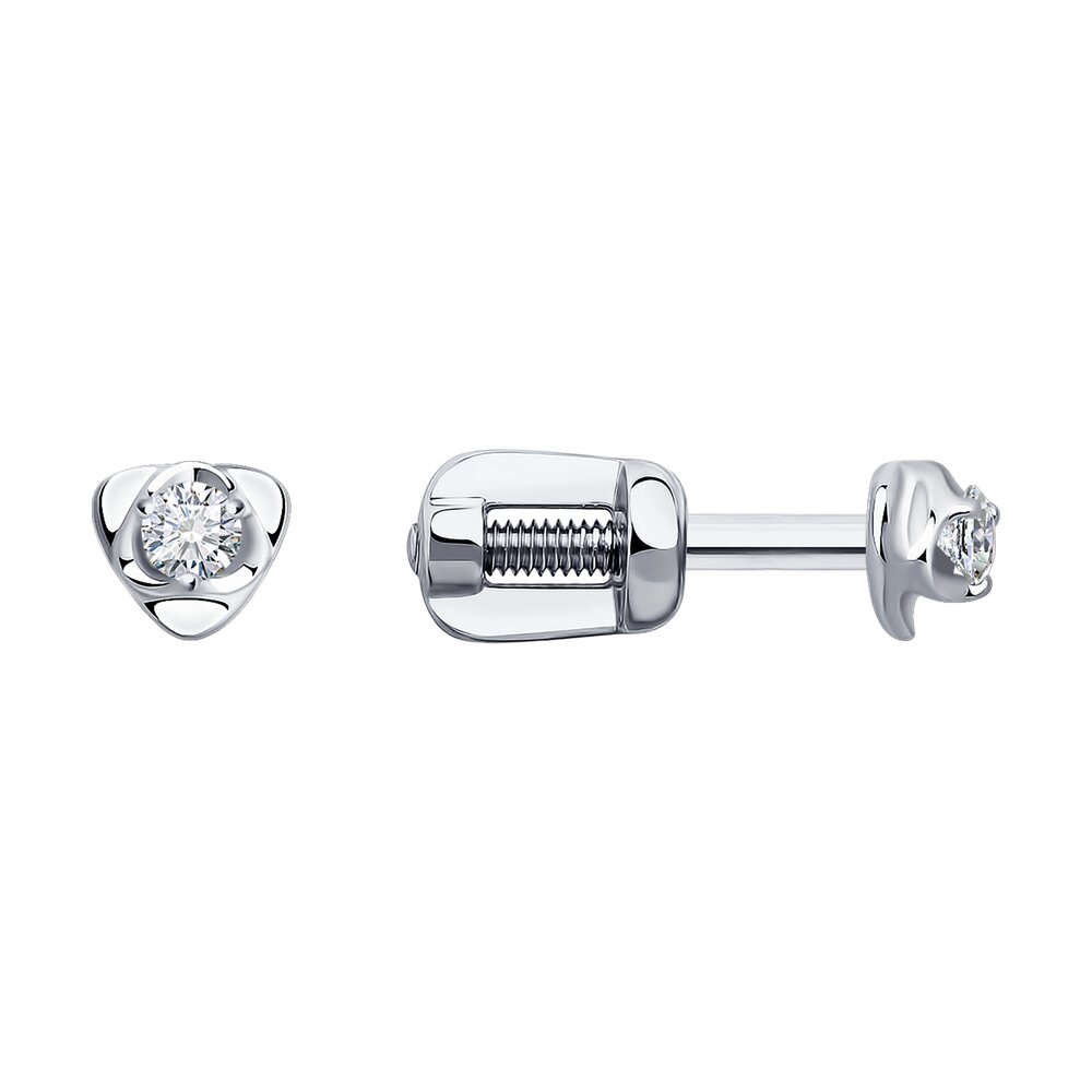

Серьги пусеты из белого золота SOKOLOV Diamonds 1021893-3, бриллиант, 1021893-3