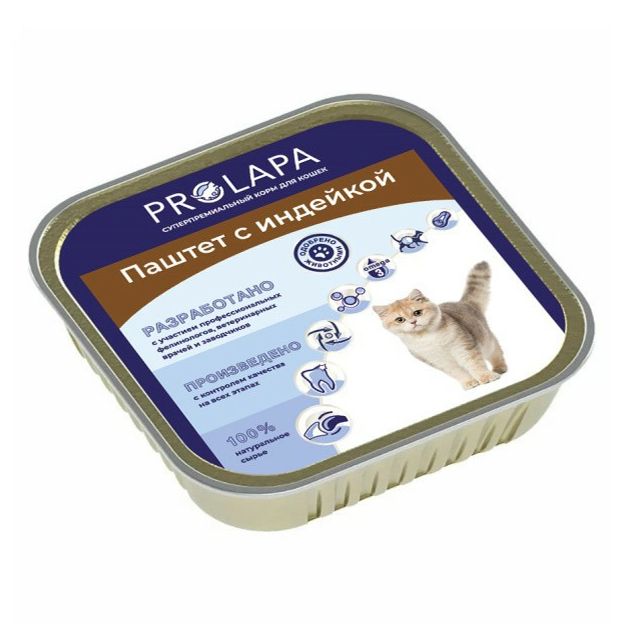 

Влажный корм Prolapa паштет с индейкой для кошек 100 г