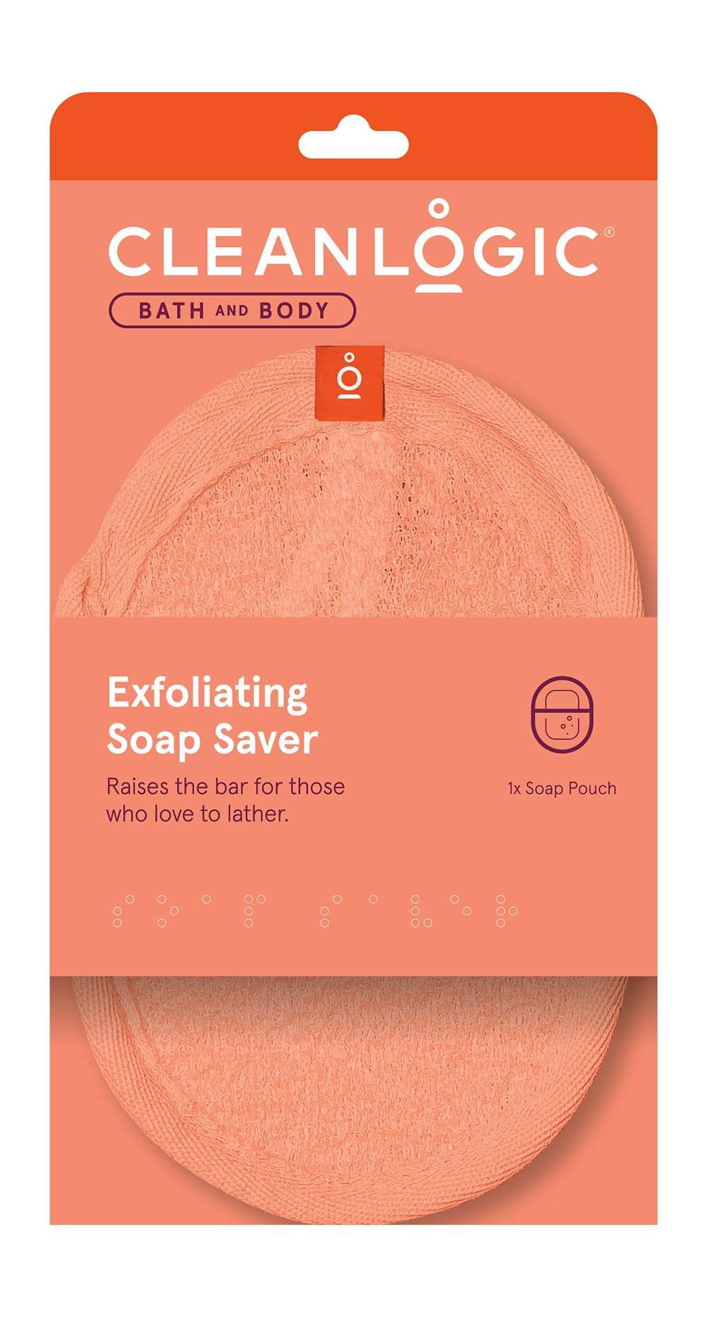Мочалка для тела с карманом для мыла CLEANLOGIC Bath & Body Exfoliating Soap Saver, 32г