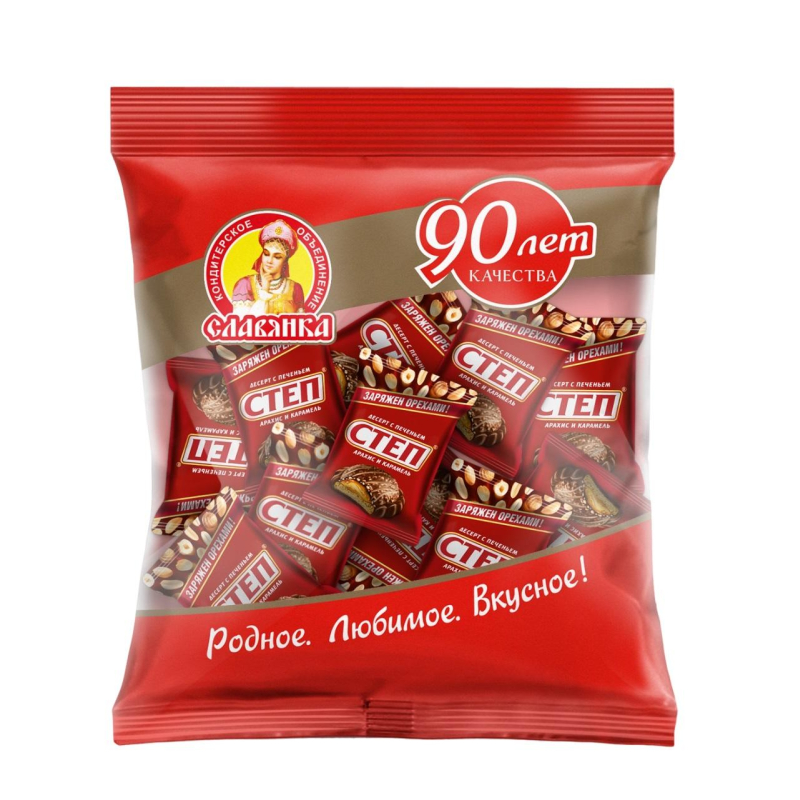 

Конфеты Степ шоколадные, десерт с печеньем Славянка, 190г, (2шт.)