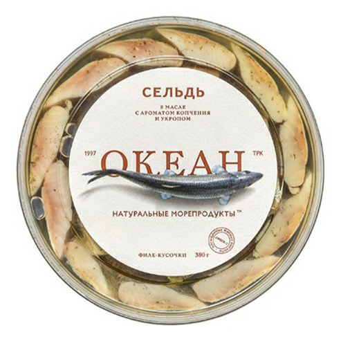 

Сельдь Океан филе-кусочки слабо-соленая в масле с ароматом копчености и укропом 380 г