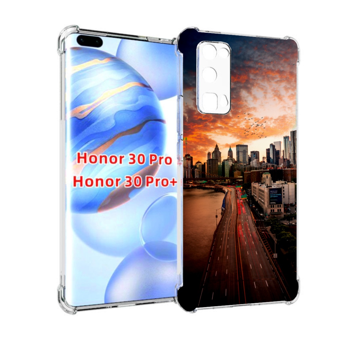 

Чехол бампер MyPads американский город фото для Honor 30, Прозрачный, Tocco
