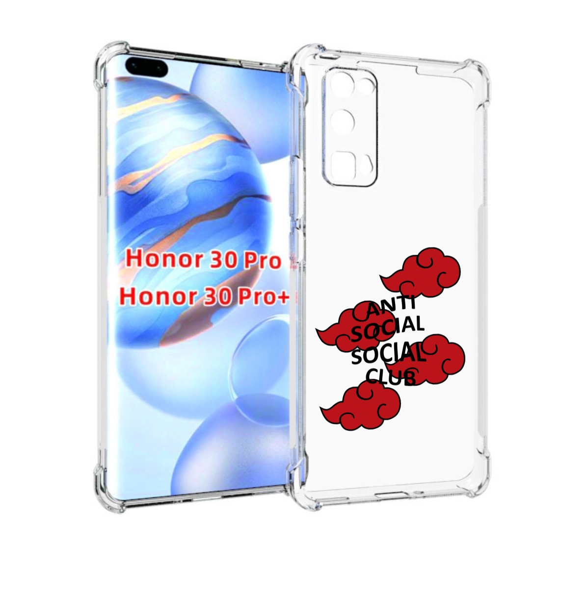 

Чехол бампер MyPads анти-социал-социал-клаб для Honor 30, Прозрачный, Tocco