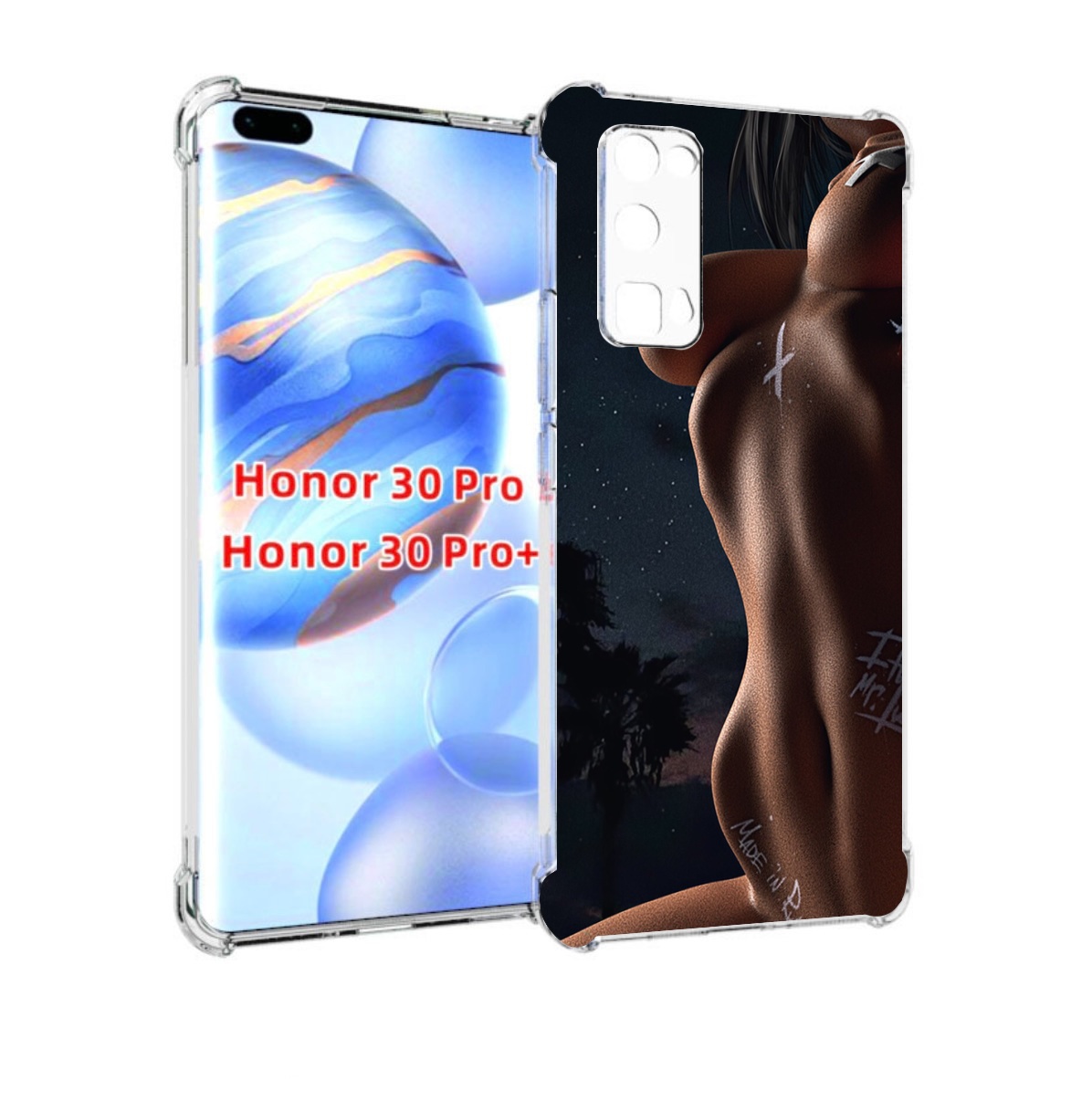 

Чехол бампер MyPads белые-татуировки-на-теле для Honor 30, Прозрачный, Tocco